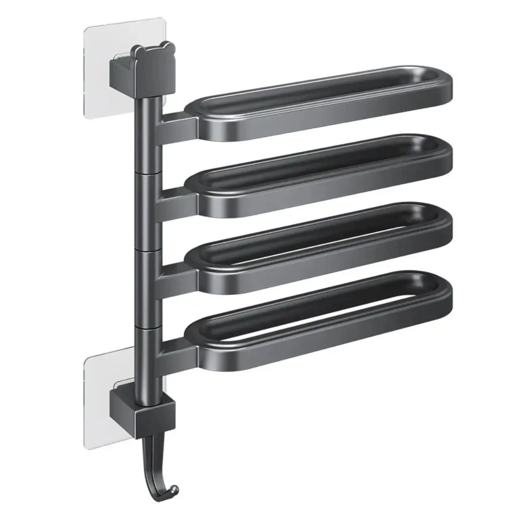 Plastics Rotating Multi-rod Towel Rack Towel Rack Multi-layer No-Punch Towel Rack Wall Mounted Shower Towel Rack for Bathroom