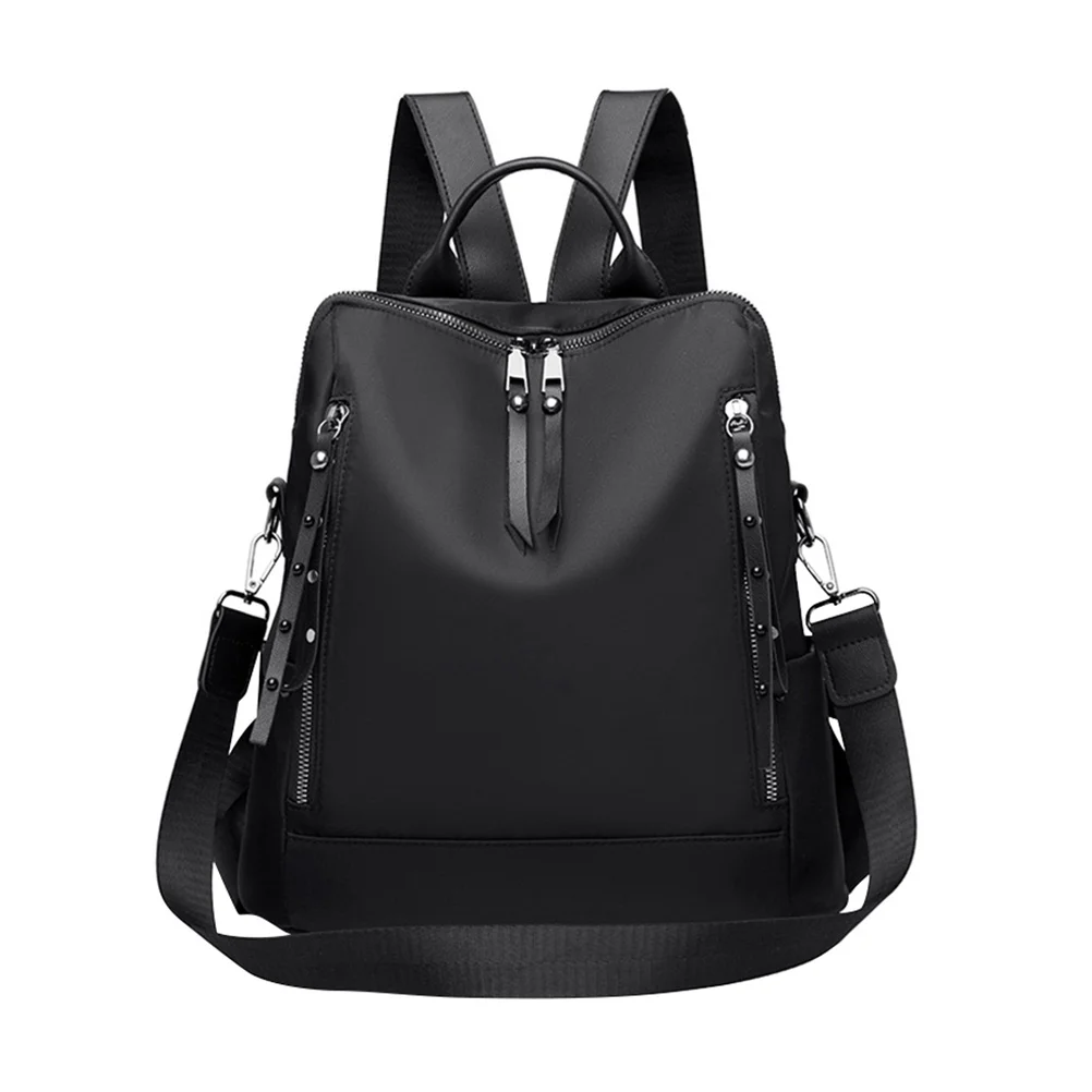 

Large Capacity Backpack Oxford Cloth Black Travel Rucksack Women Trendy Design Comfortable H held Detachable Hook Adjustable