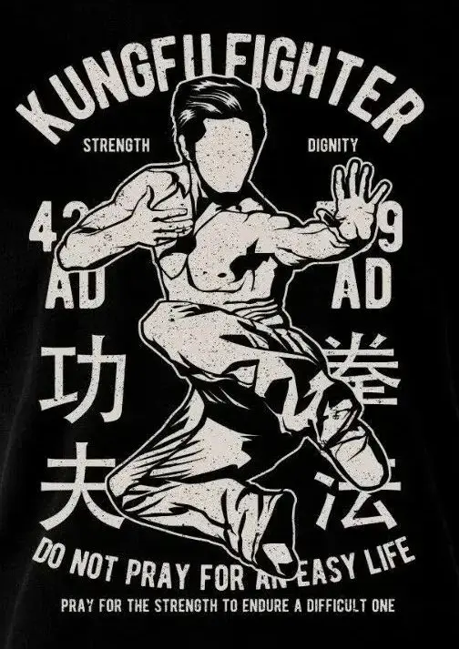 

Kungfu Fighter Kampfsport Martial Arts MMA T-Shirt Men's 100% Cotton Casual T-shirts Loose Top New Tee S-3XL