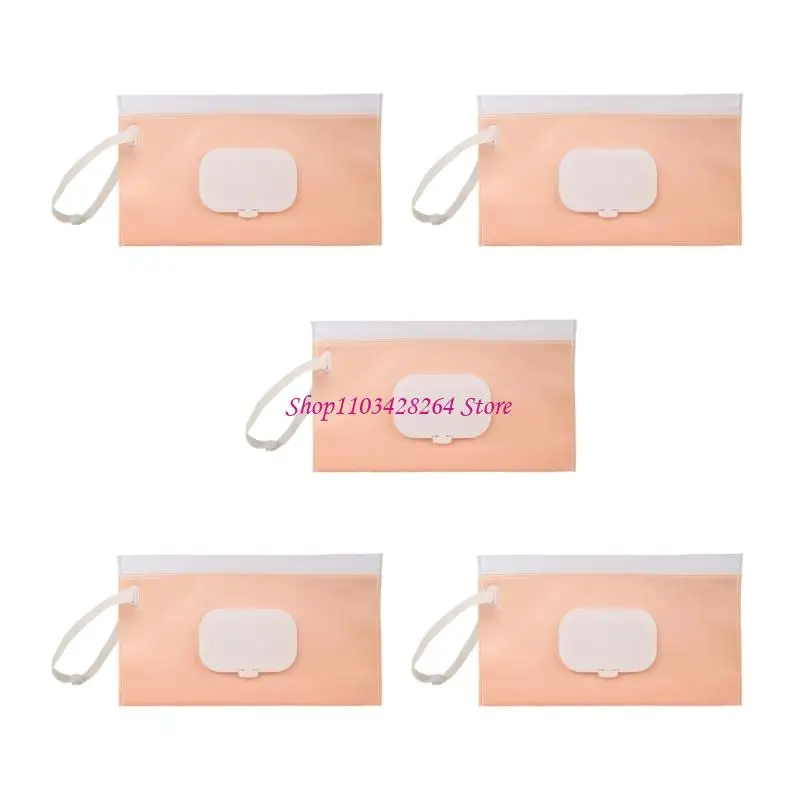 5 قطع من أكياس تخزين المناديل المبللة الصحية بتقنية الغلق، تصميم مدمج للآباء المسافرين ومقدمي الرعاية #4