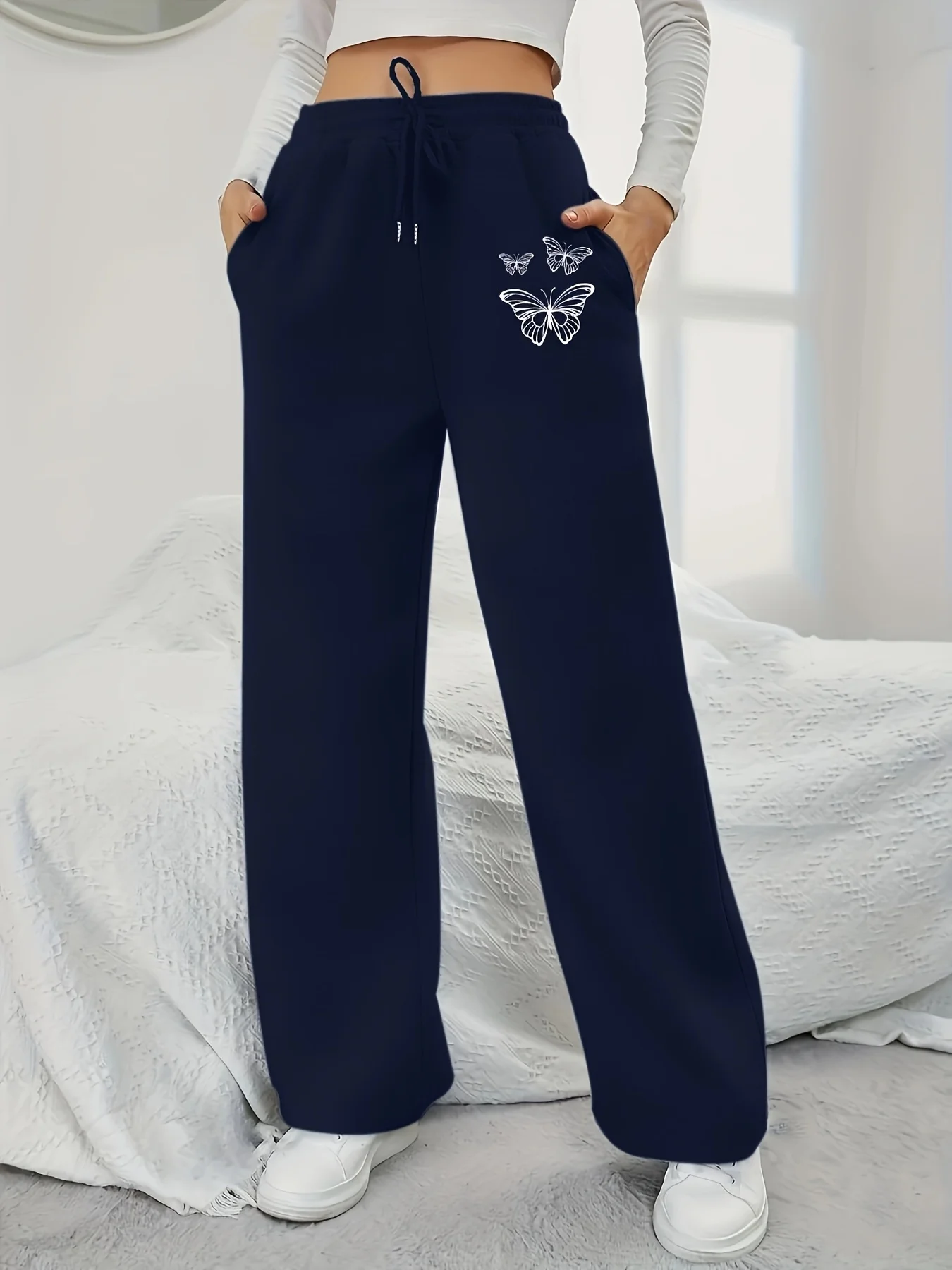 

Женские осенне-зимние свободные прямые флисовые спортивные штаны больших размеров с эластичным поясом, уличная одежда больших размеров, универсальные