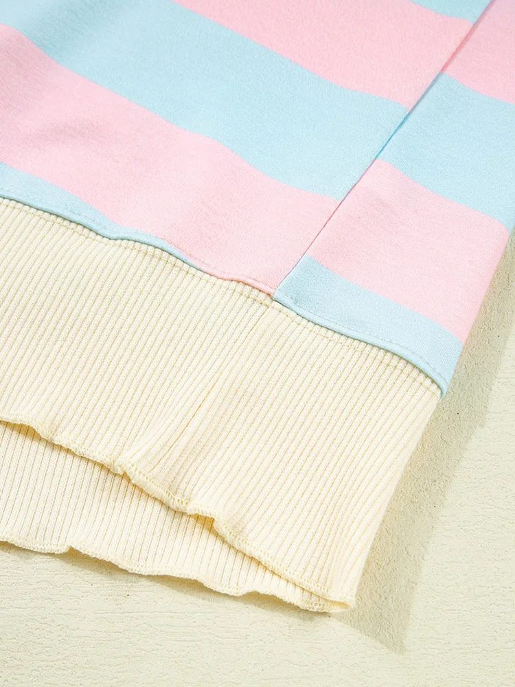 GIBSIE Plus Size Striped Drop Shoulder Loose Sweatshirt Women 2025 Autumn Casual Long Sleeve Matching Crew Neck Pullover Tops - Image 6
