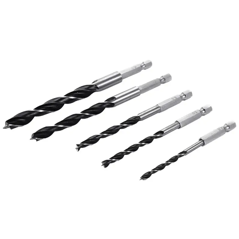 HSS 1/4 pollici codolo esagonale Brad Point punte elicoidali Set cambio rapido 5 pezzi 4 - 10mm per utensili in legno