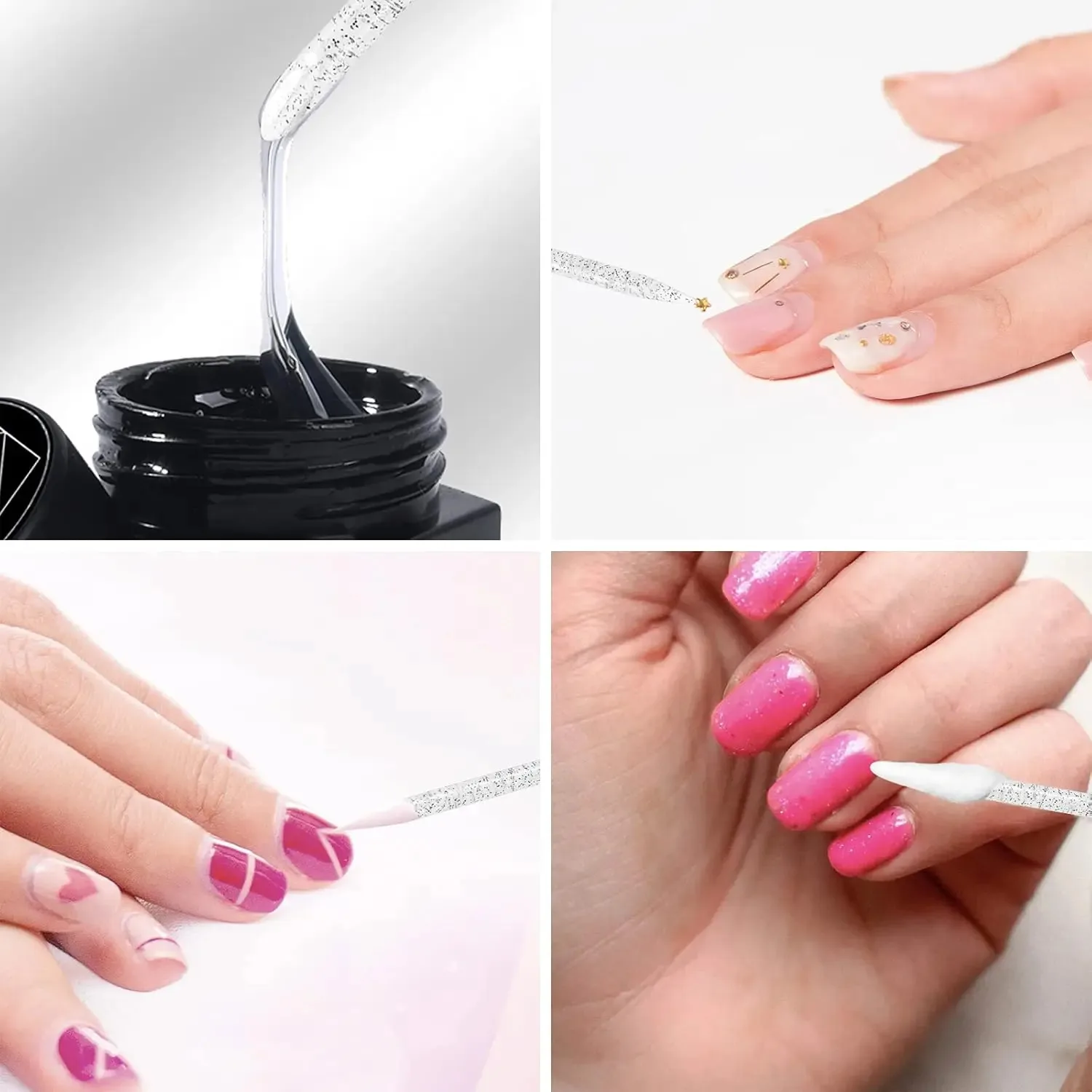 Nagelhautschieber für Nagelkunst, wiederverwendbar, doppelseitiger Kristallstab, professionelles Werkzeug zur Nagelhautentfernung, Maniküre-Nagelzubehör – Detail 2