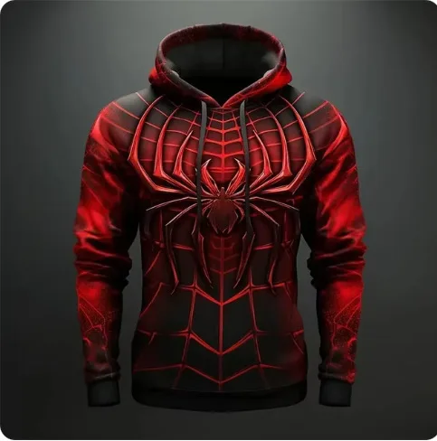 Hochwertiger, bequemer, warmer Freizeit-Hoodie für Herren mit einem trendigen 3D-Spinnenmuster – perfekt für den täglichen Gebrauch im Herbst und Winter – Detail 5