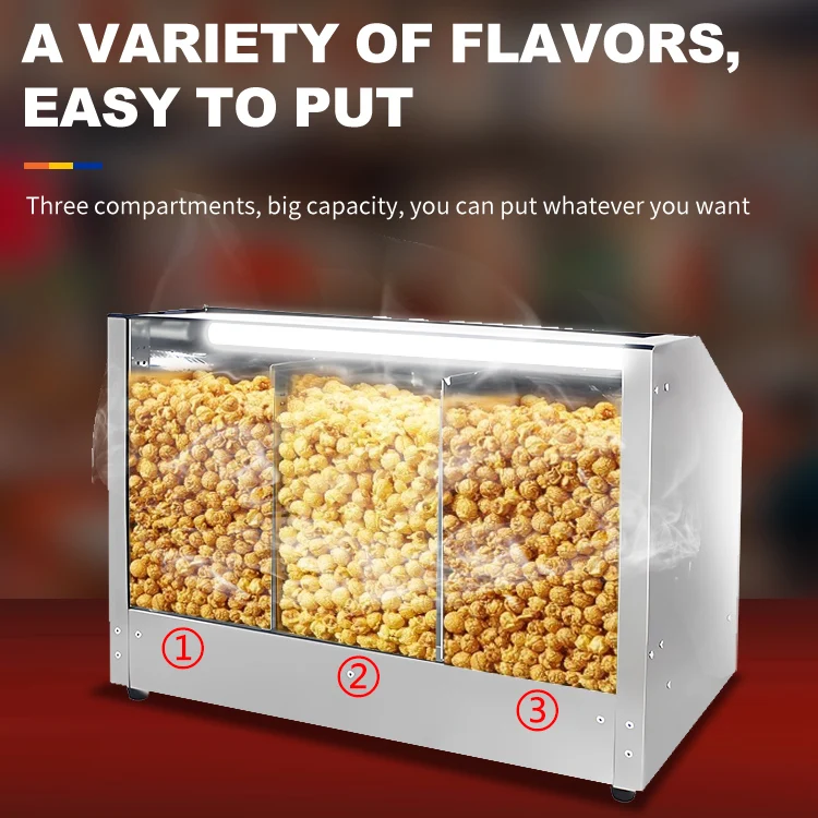 Snack Machines Commercial Popcorn Warmer Machine Popcorn Makers and Caramel Popcorn Machine Display Cabinet