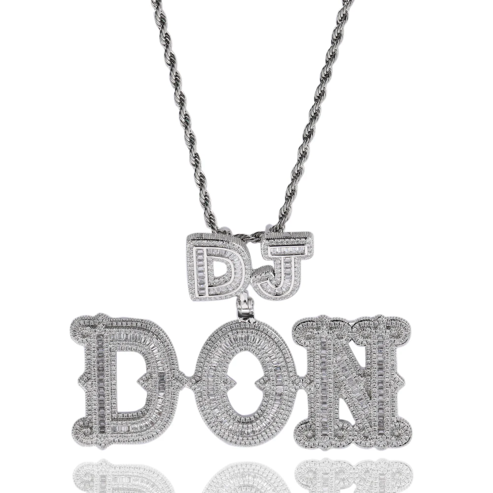 Imagem -04 - Colar de Pingente de Nome Personalizado Uwin para as Mulheres dos Homens Iced Baguettecz Carta Bling Zircão Cúbico Letras Encantos Jóias da Forma