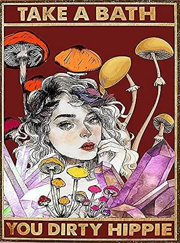 Metal Tin Retro Sign,Take A Bath Stay Wild Moon Child Metal Poster Hippie Girl Wall Art Gypsy Soul Wall Art,Vintage Metal Pub C