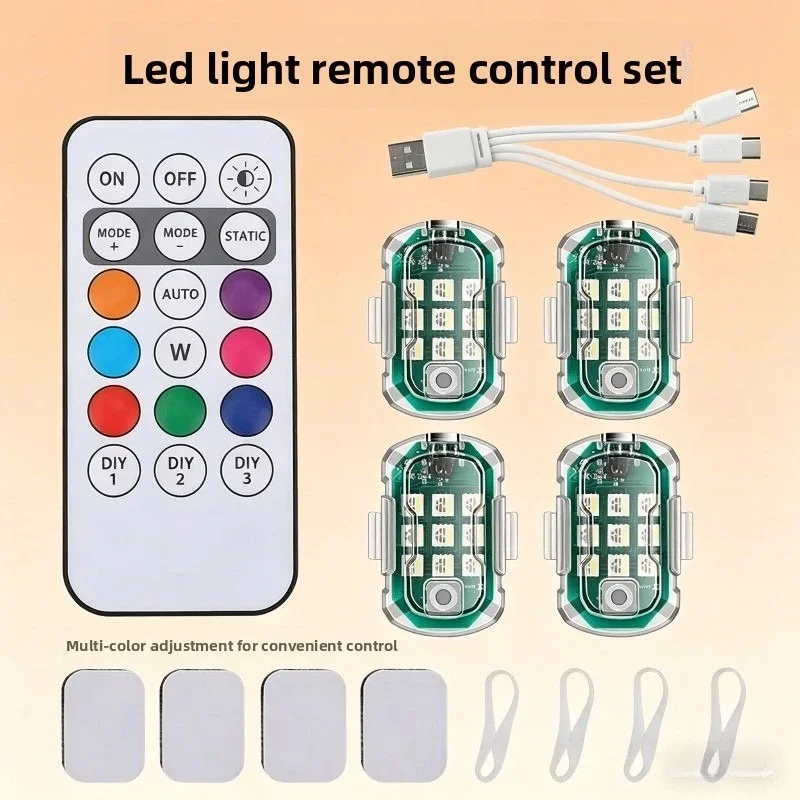 Wireless LED Aircraft Strobe Lights with Remote Control, Waterproof Anti-Collision Warning Light for Motorcycle Car Drone Bike