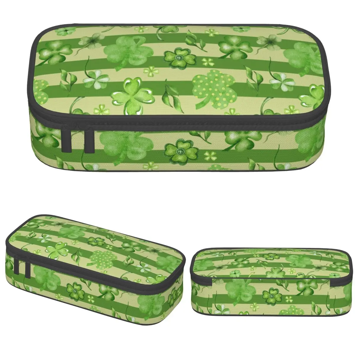 

Saint Patricks Day Four Leaf Clover Pencil Case Pencilcases Pen Holder Kids Big Capacity Bags School Supplies Gifts Stationery