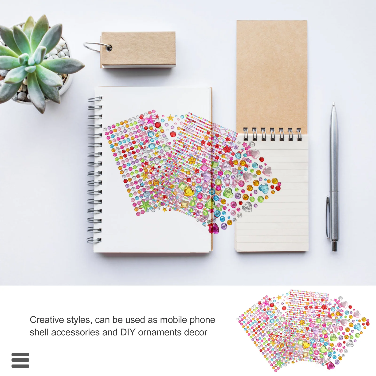 

5 Sheets Bling Gems Stickers Acrylic Flatback Diamonds DIY Decor Craft Stickers for Mobile Case Adorable Star Shapes