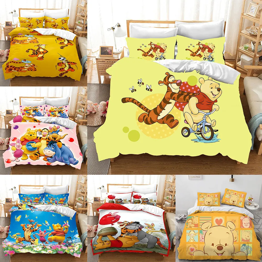 

Winnie The Pooh Bedding Sets Comforter Quilt Cover Bed Cover Duvet Cover Pillow Case 2-3 Pieces Sets Kids Adult Size Home Decor