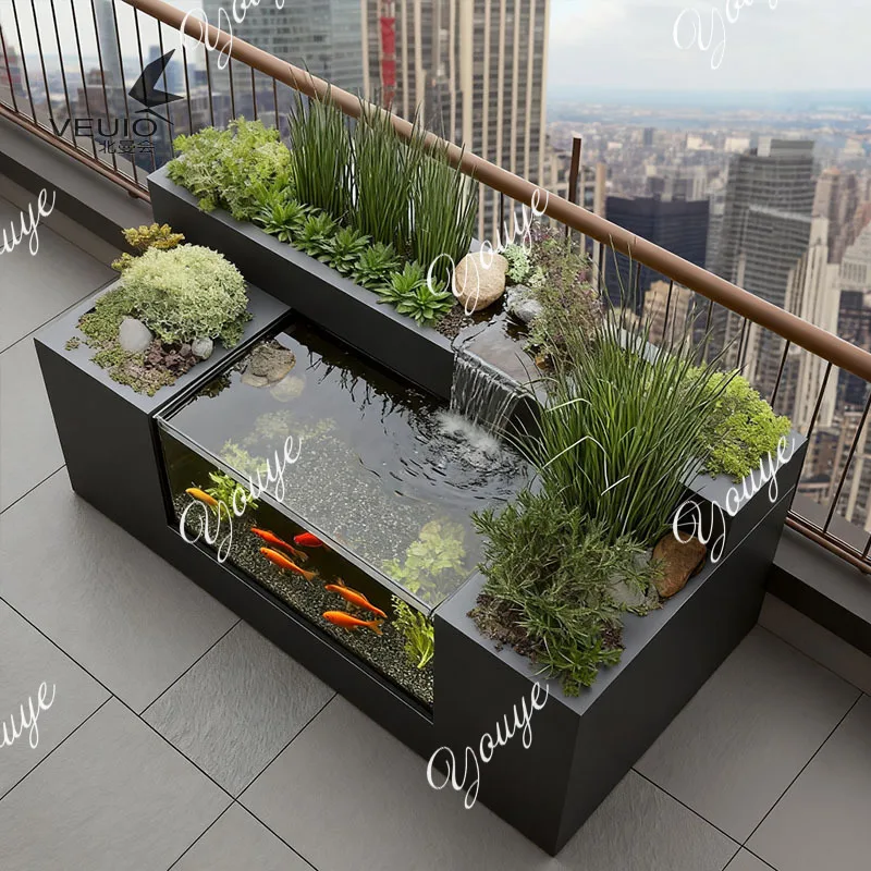 Stainless steel circulating water fish pond turtle tank flower box courtyard outdoor balcony garden landscape water table