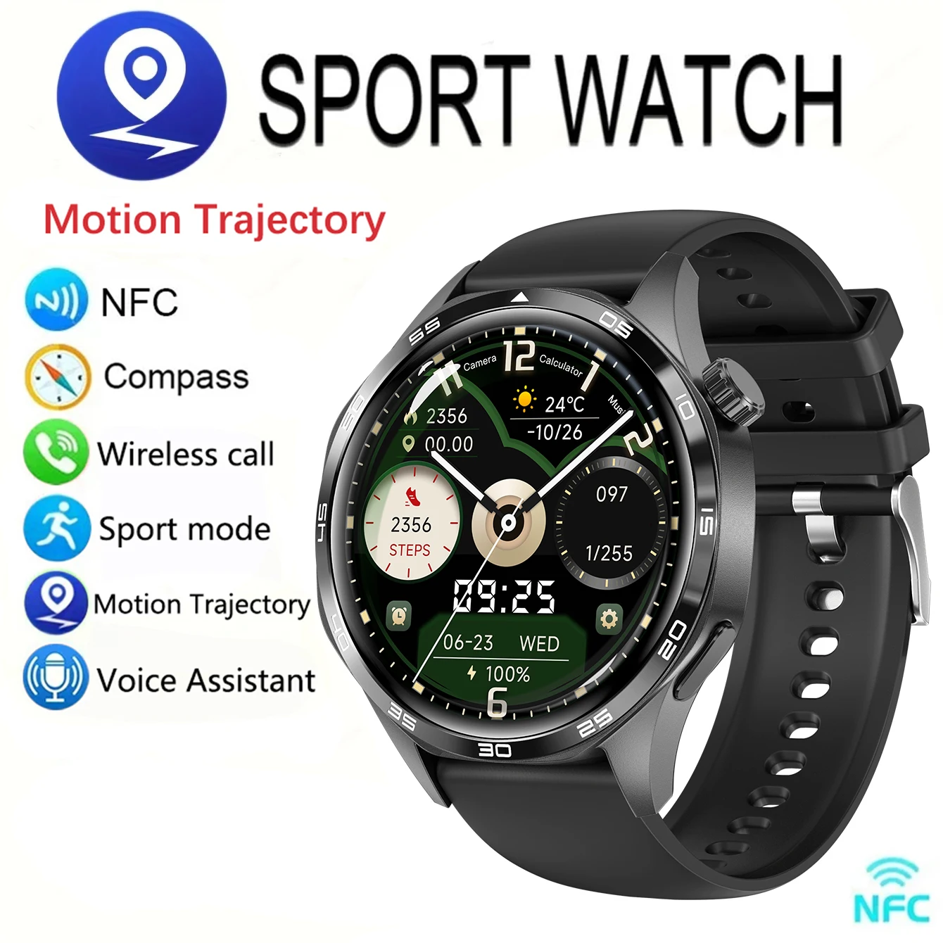 Watch GT5 PRO Smartwatch GPS Motion Trajectory HD Screen Bluetooth Call NFC Men Smart Watch Outdoor Sports Watches Men 2024 New