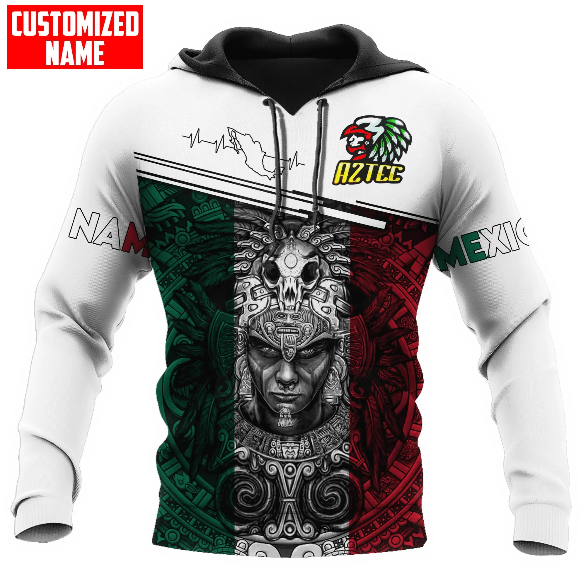 

Personalized Name Mexico Aztec 3D All Over Printed Mens Fashion Hoodie Unisex Casual Jacket zip hoodie sudadera hombre MT-130