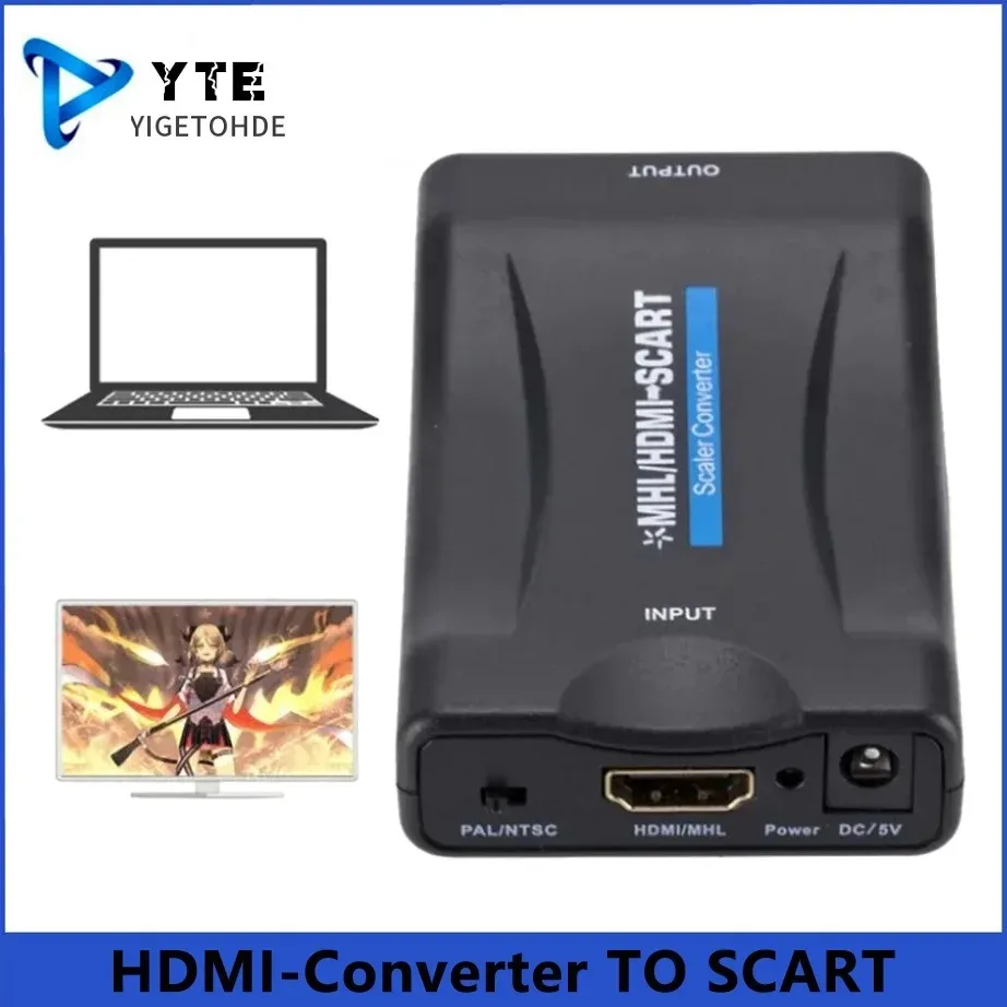 

YIGETOHDE HDMI-compatible TO SCART Video Audio Converter with USB Cable For HDTV Sky Box DVD Television Signal Upscale Converte