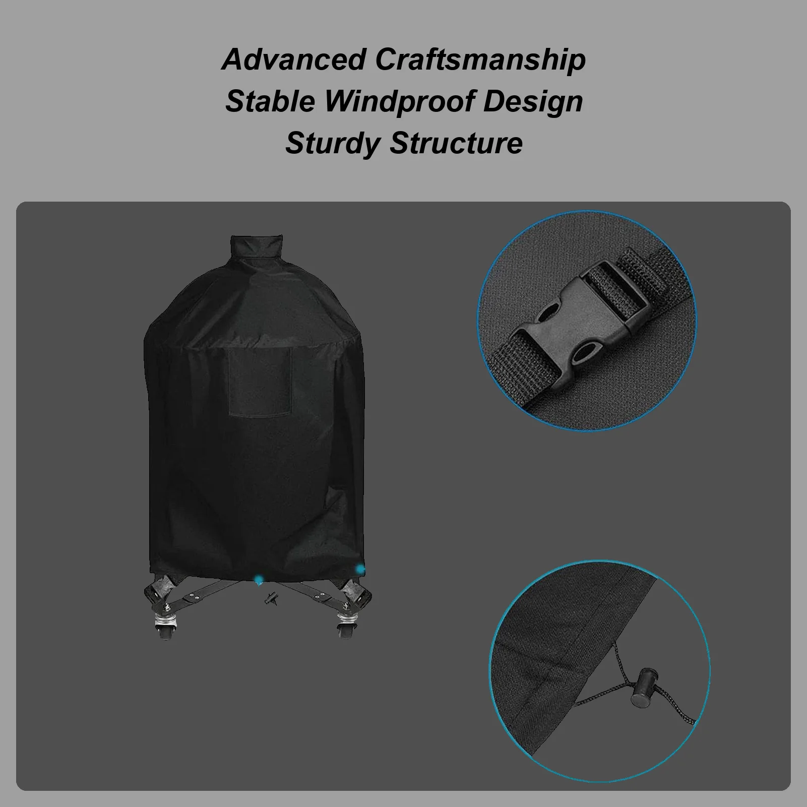 Bbq Grill Cover 210D Oxford Adjustable Protector Windproof Waterproof Grill Cover For Outdoor Camping Grilling Kitchen