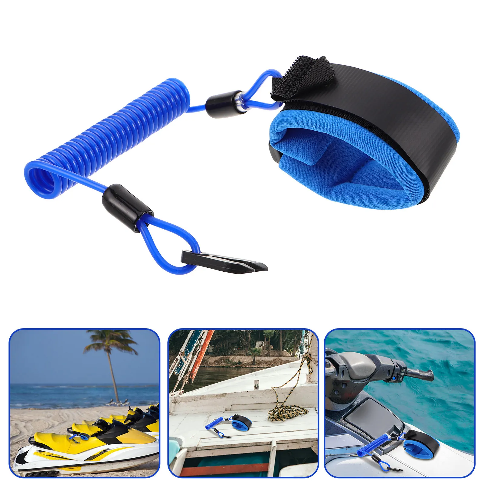 Boat Motor Kill Lanyard Heavy Duty Elasticated Floating Safety Wrist Strap Emergency Cut Off Key for Outboard Engines