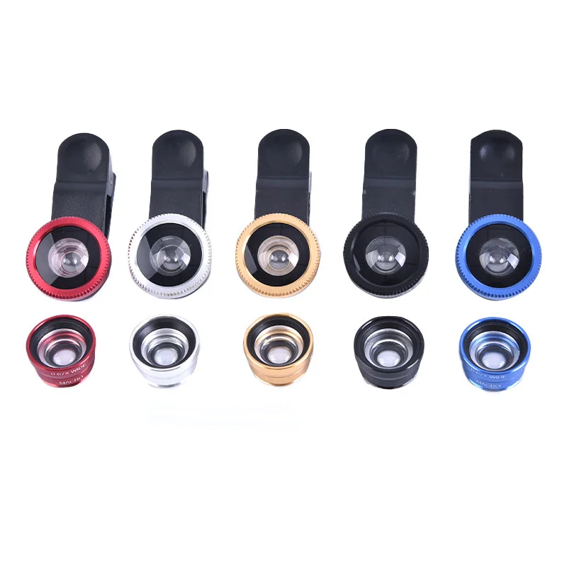 

3в1 с зажимом, универсальный объектив для телефона, объектив «рыбий глаз», широкоугольный макро-легкий комплект объективов для камеры, подходит для IPhone Xiaomi, Huawei