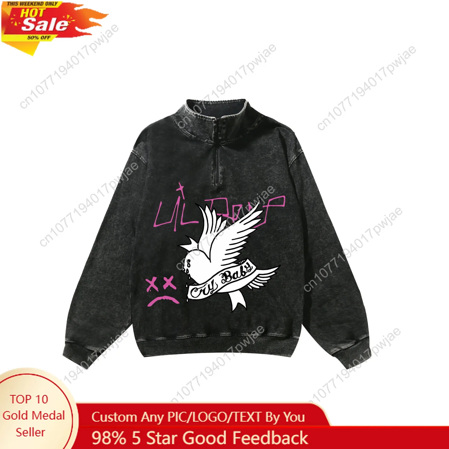 

Harajuku Lil Peep Custom Retro Sweatshirt Mans Womans Half Zipper Vintage Sweat Shirt Photo Custom Made Tops