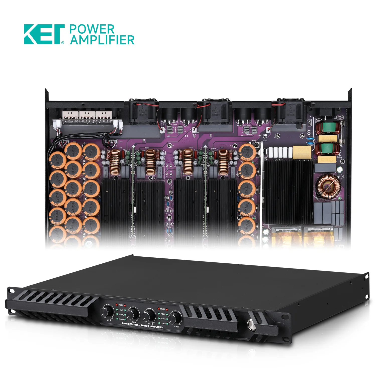 

KET DP410 1000W*4 Professional High Power Class d Amplifier 1U Size Power Amplifier