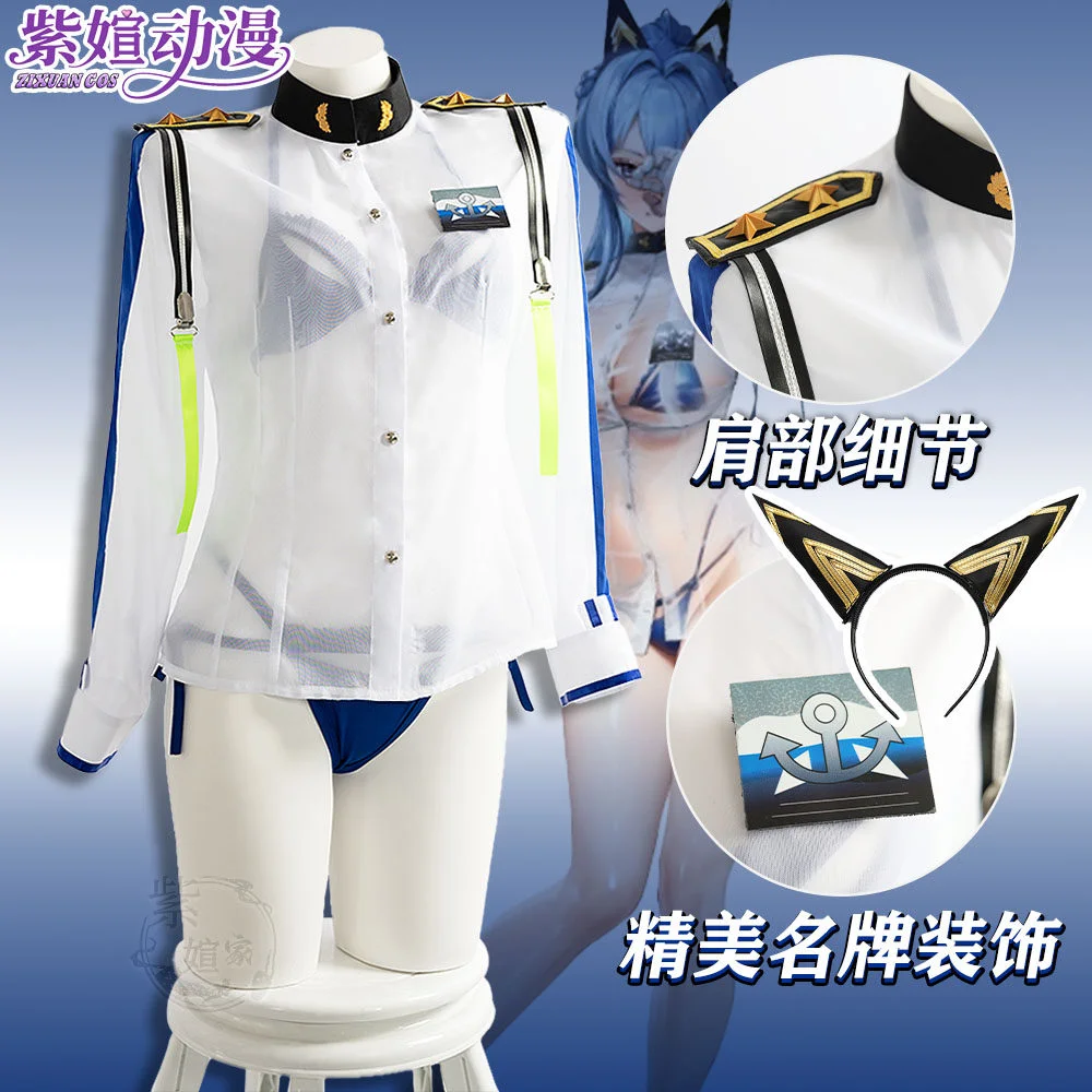 Game Helm Cosplay Costume Helm Aquamarine Swimwear Bathing Suit For Hallowmas Party Adult Women Role Play Prop view 2
