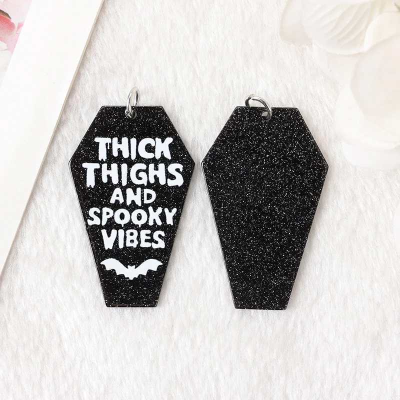 10Pcs Halloween Charms Coffin Thick Thighs And Spooky Vibes  Jewelry Findings Earring Pendant Necklace DIY Making Accessories