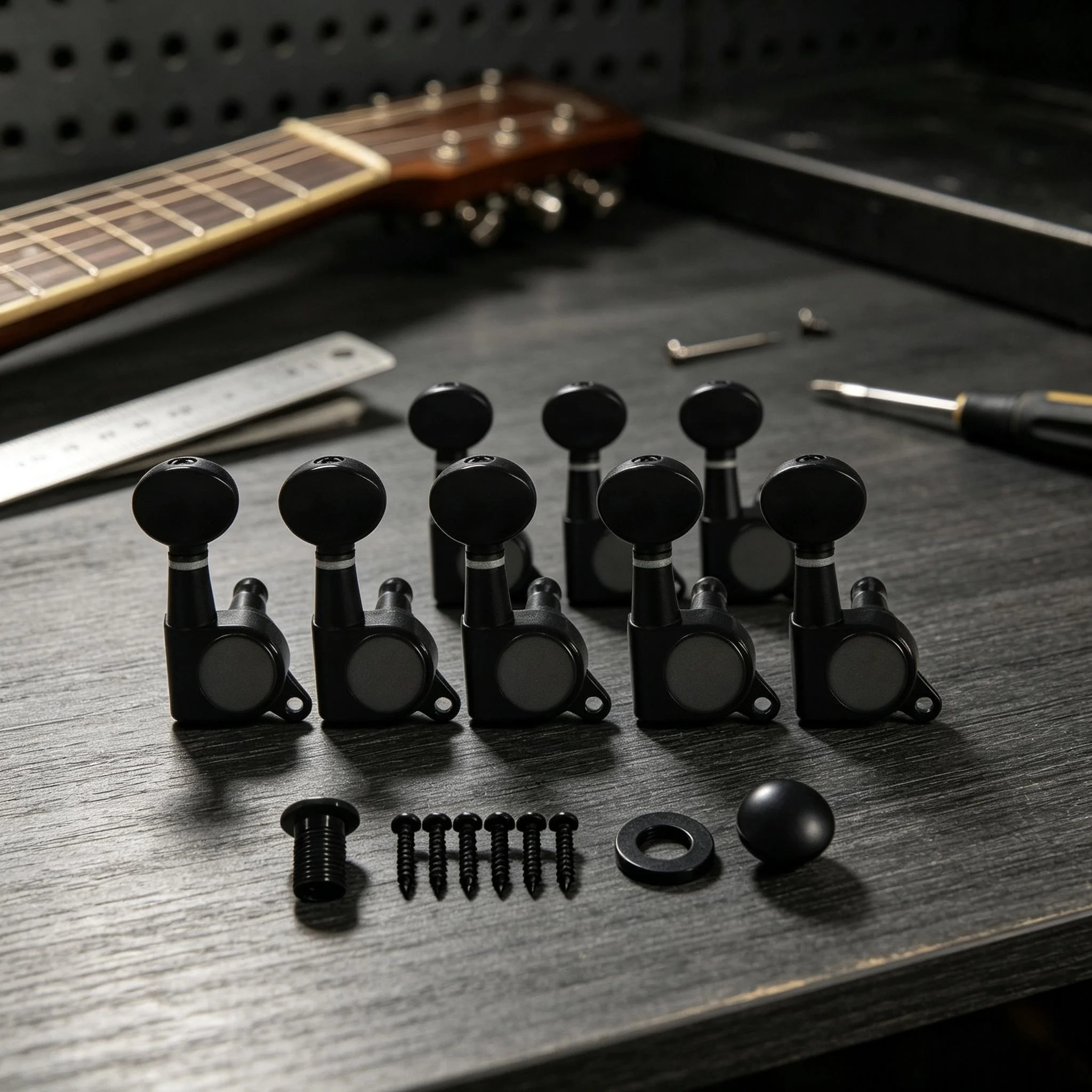 RUKOVA Sealed 6-in-line Guitar Tuners Small Round Handle Machine Heads 6L 6R for ST TL FD Electric Guitar