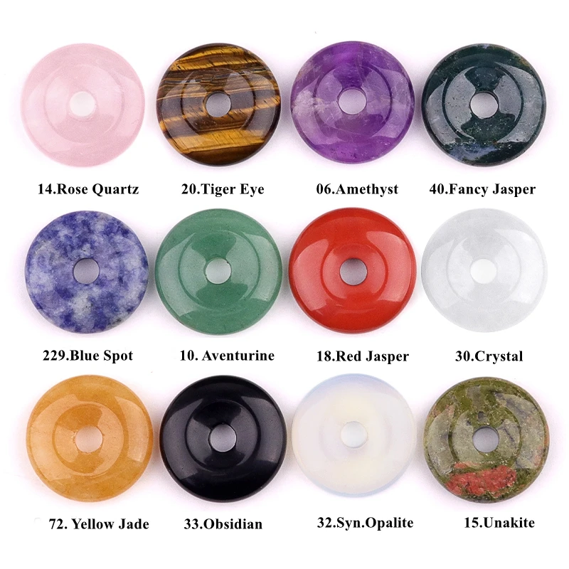 الأحجار الكريمة Pingan Dount قلادة قابل للتعديل حبل ملون 20 مللي متر/30 مللي متر شفاء كريستال محظوظ دائرة عملة قلادة مجوهرات النساء الرجال