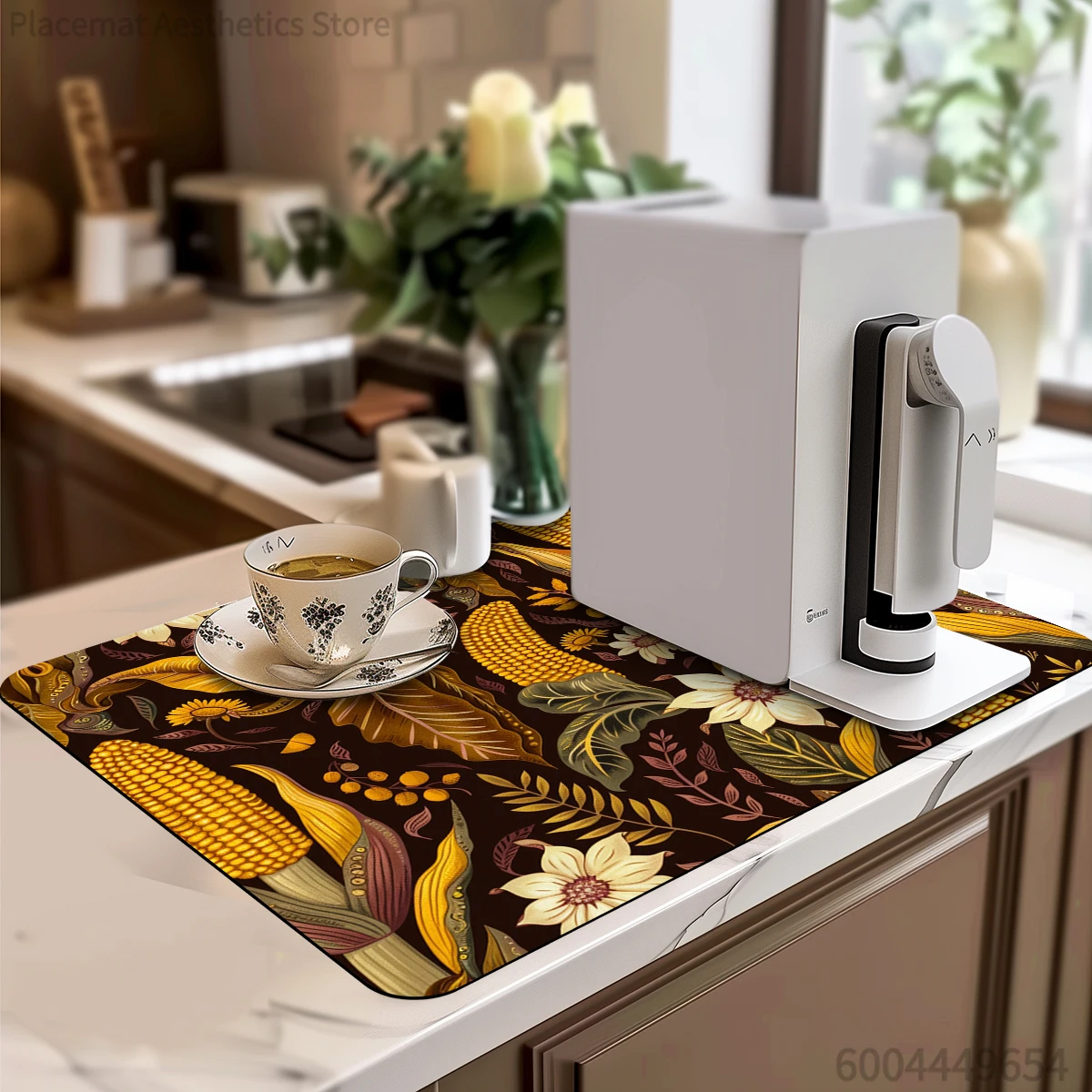 Kitchen Absorbent Drying Mat Thanksgiving Watercolor Branches Kitchen Table Decoration & Accessories Color Pattern Tables Mats