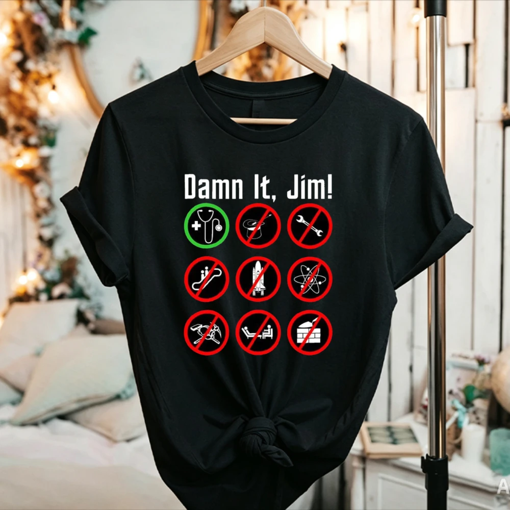 Camiseta de algodón con gráfico de Doctor de ciencia ficción divertida de Star Trek, Bones McCoy, para mujer, informal, de manga corta, para fanáticos de Star Trek, para hombre y mujer