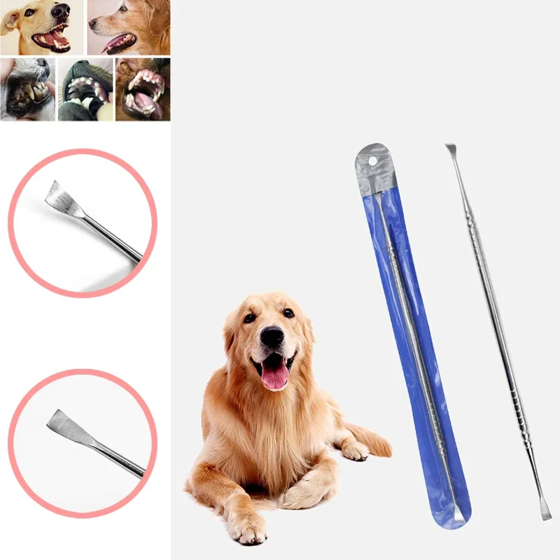 Double-head Stainless Steel Pet Tartar Stone Tooth Animal Oral Health Care Clean Tool Remover Scraper Scaler for Dog Cat Dental