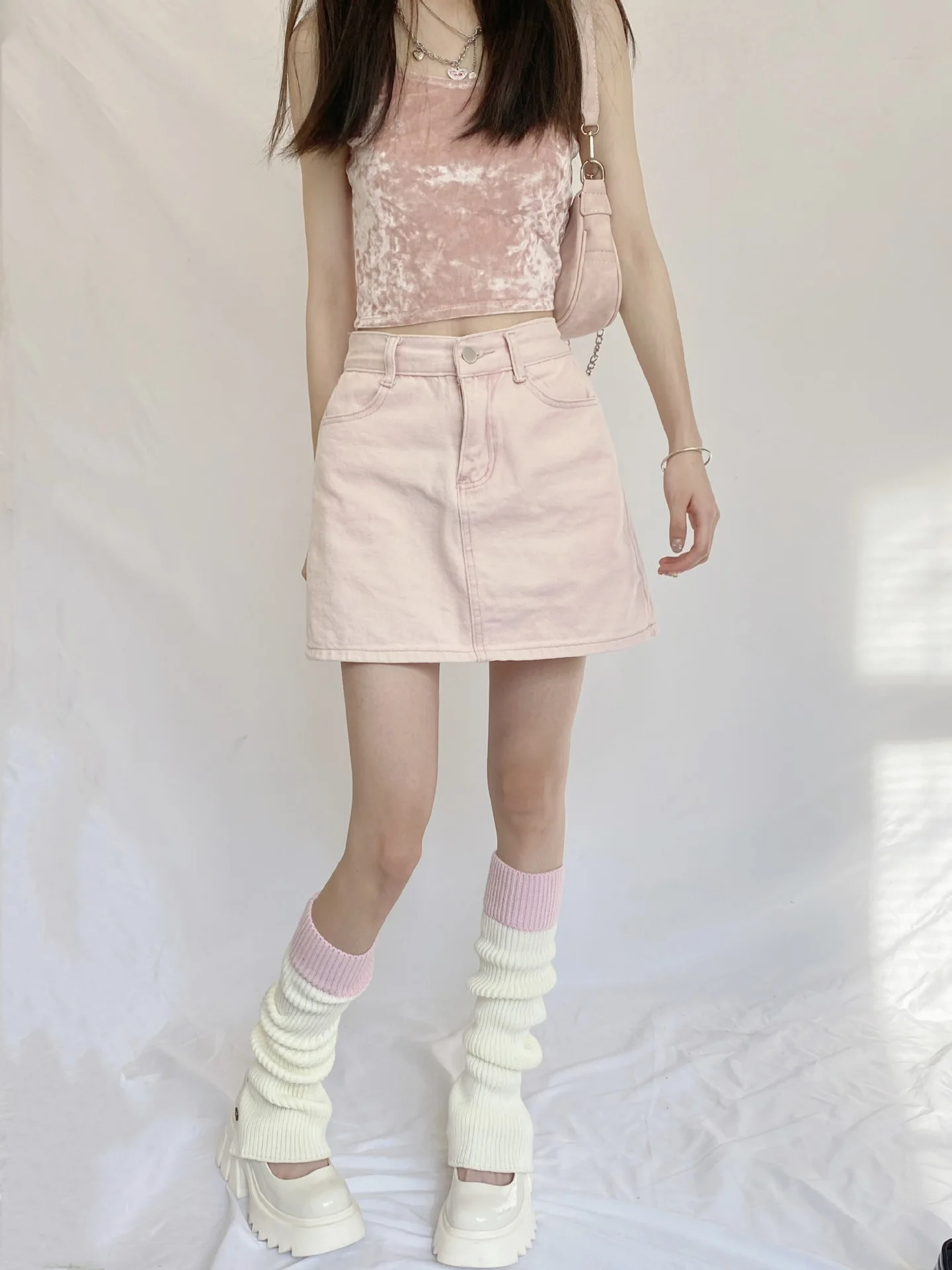 

Winter Knitted Woolen Contrast Color Leg Cover All-Match Thin Button Horn Color Matching Socks Hot Girl Subculture Pile Socks