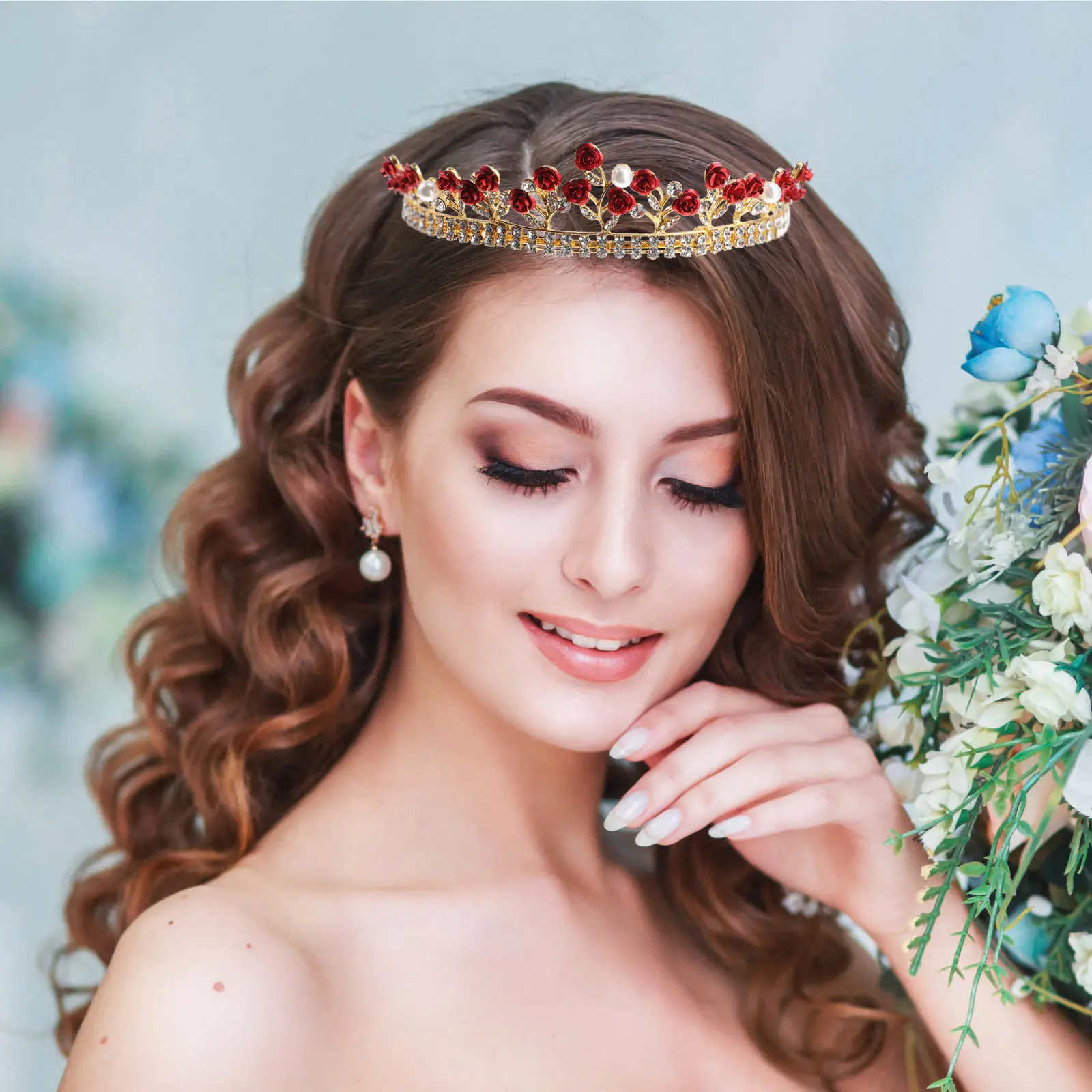 

1 шт. Уникальная корона для невесты, высококачественная, устойчивая к выцветанию, украшенная стразами, свадебный головной убор для торжественных случаев