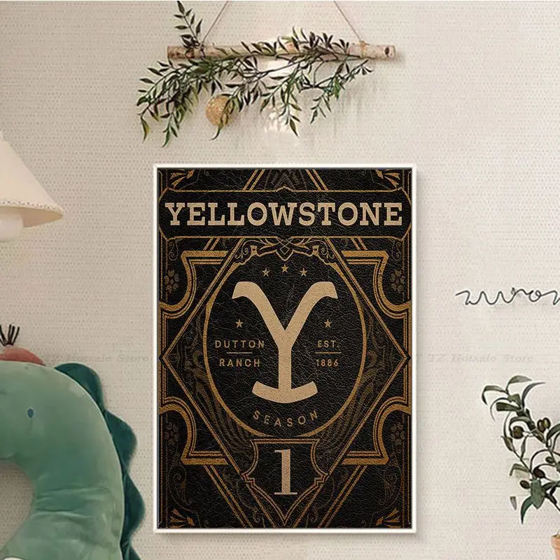 Yellowstone TV Show Classic Movie Posters Retro Kraft Paper Sticker DIY Room Bar Cafe Posters Wall Stickers