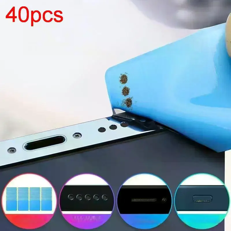 

40 шт., защитная клейкая наклейка для удаления пыли для планшета, наушников, мобильного телефона, динамика, наклейки для удаления пыли