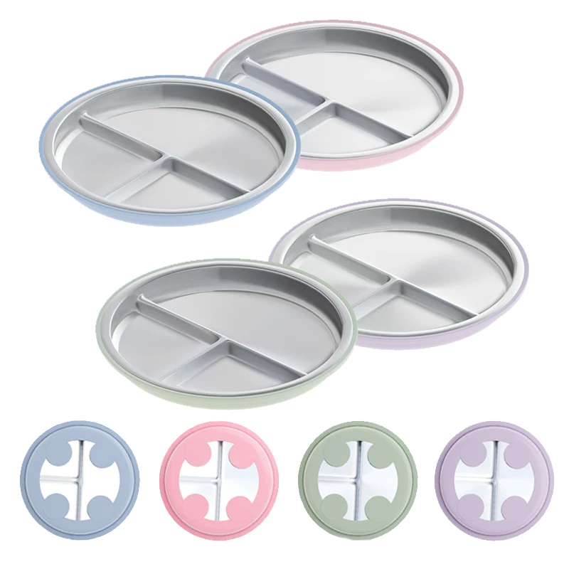 

BPA-Free 304 Stainless Steel Baby Plate Set with Strong Silicone Suction, Divided Toddler Feeding Tray with Fork & Spoon, Anti-S