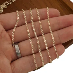 6 Feet 14K Gold Filled Cable Chain For Custom Jewelry Making,Unfinished Bulk Flat O Chain 1.0mm 1.3mm 1.5mm 2.0mm,Free Shipping