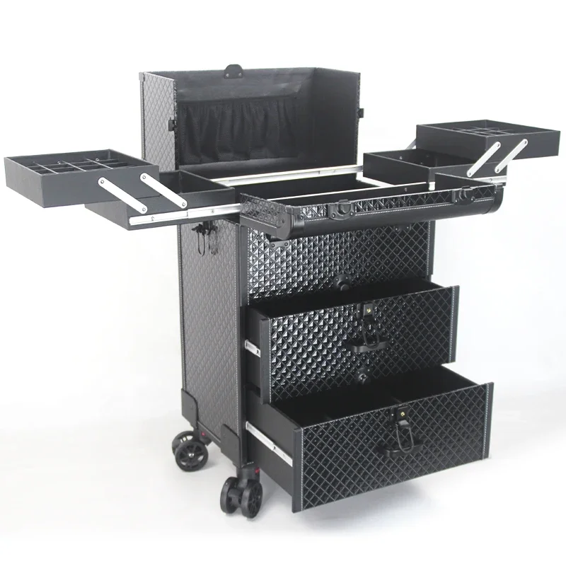 Large capacity with makeup artist multi-layer professional trolley vanity case