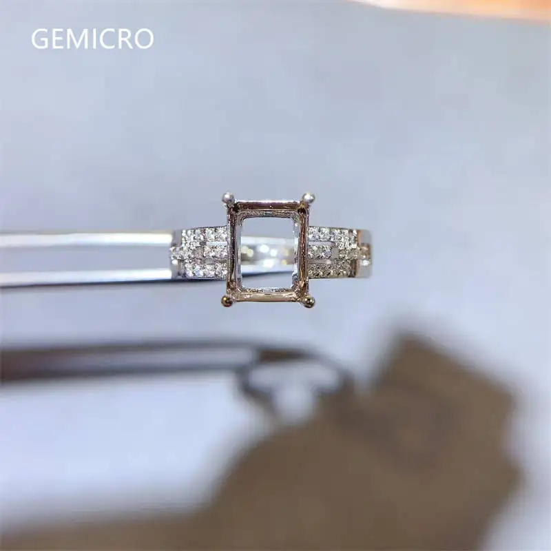 

Пустой держатель для колец «сделай сам», стерлинговое серебро S925, 7X9 мм, квадратный камень, модный тонкий очаровательный свадебный ювелирный аксессуар для женщин