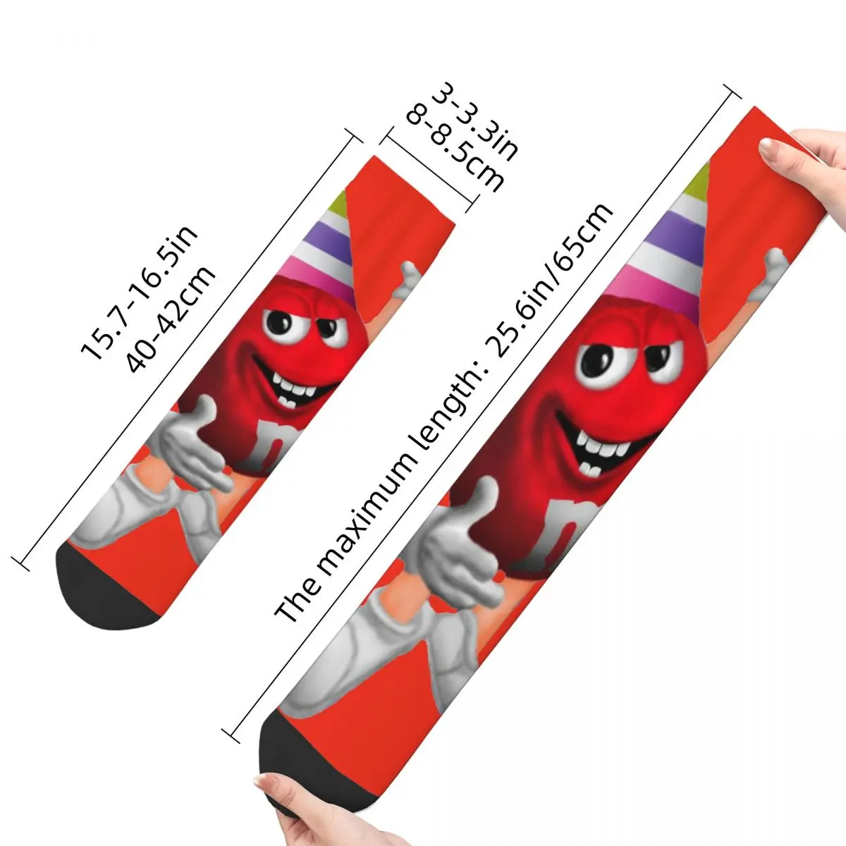 Happy Men\'s compression Socks Red Birthday Vintage Harajuku M Chocolate Candy Cartoon Colorful Hip Hop Novelty Casual Crew Sock