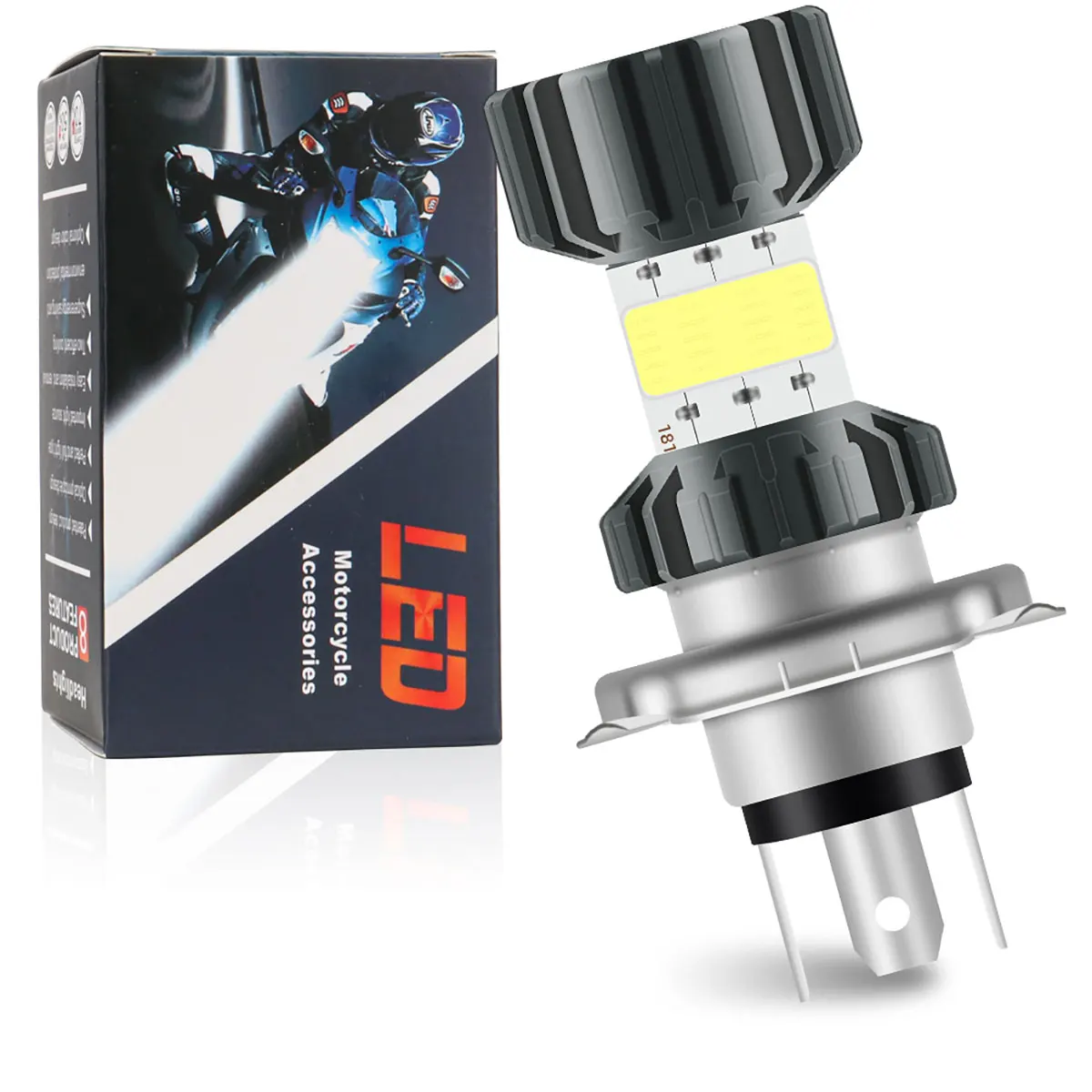 

TINTUTA H4 BA20D LED Motorcycle Bulb COB Chip Hi Lo Beam Motorbike Scooter Running Light Spotlight Universal White 12V 6000K 1pc