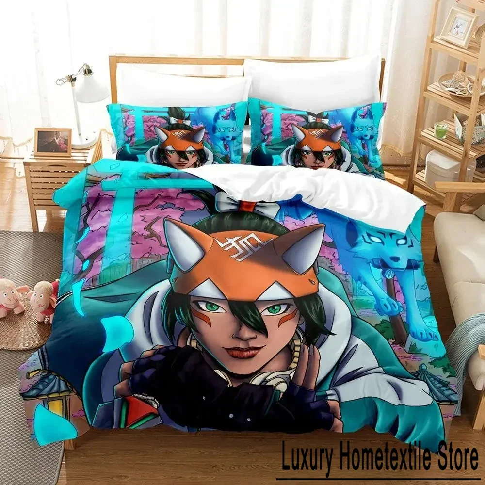 Game Overwatch Kiriko Heads Bedding Set Boys Girls Twin Queen Size Duvet Cover Pillowcase Bed Kids Adult Home Textileextile