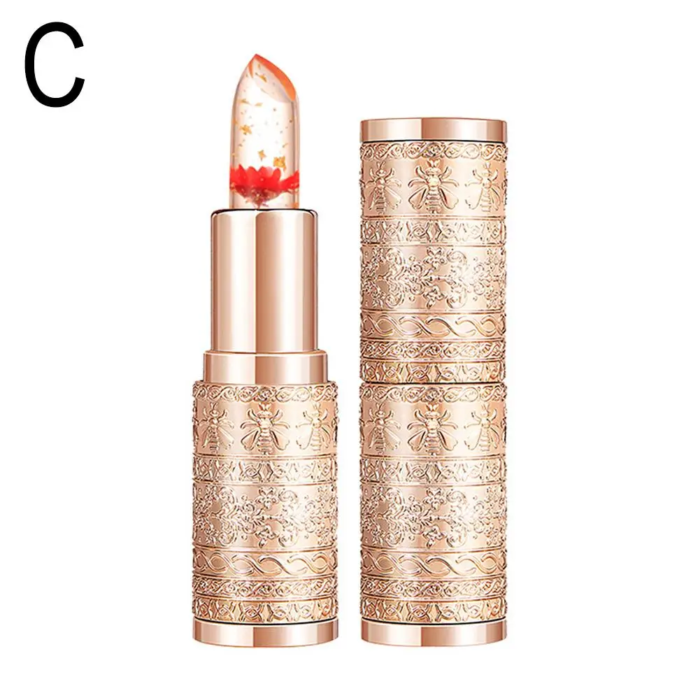 Waterdichte Bloem Lippenstift Gelei Bloem Transparante Lippenstift 3 Blijvende Lange Kleur Lip Veranderende Balsem Kleuren Bloem J1f0