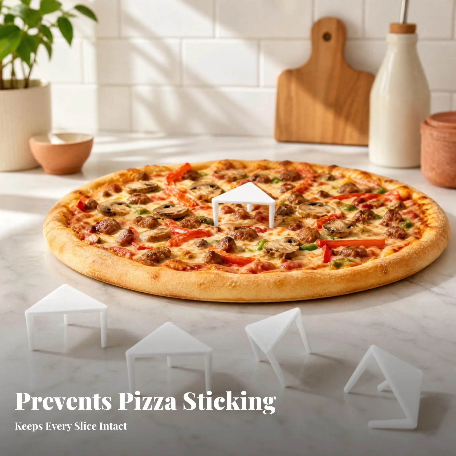 100 Pieces Pyramid-Shaped Disposable Pizza Box Support Keeps Toppings off Lid Food Service Item Plastic Pizza Saver