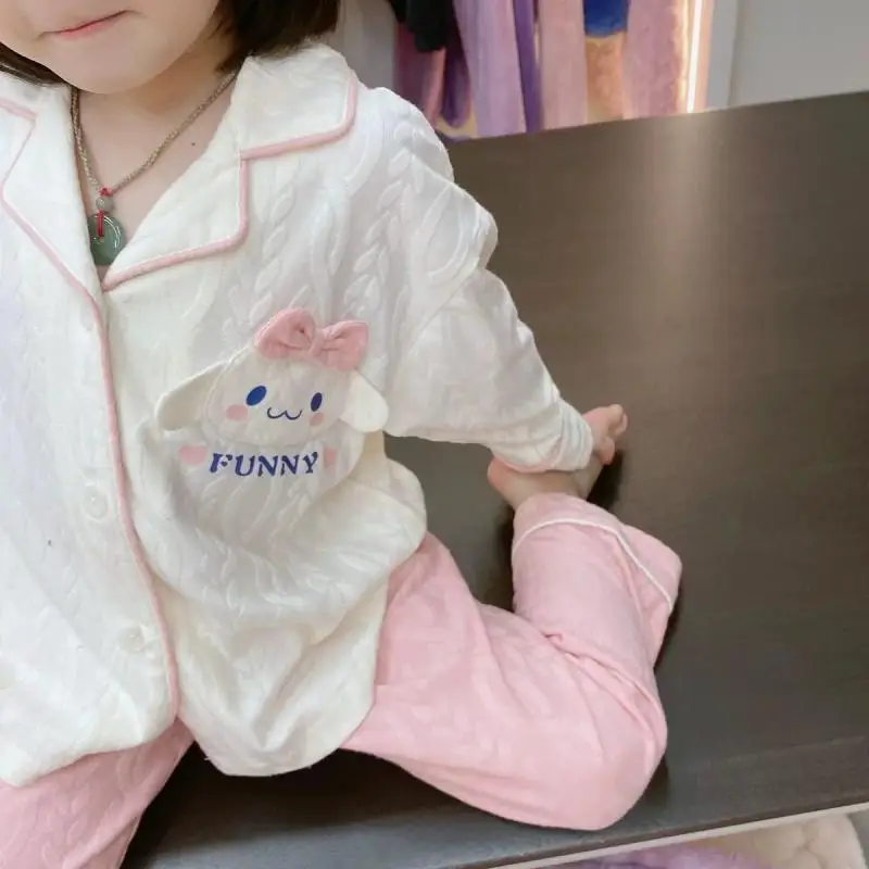 

Sanrio Children Long Sleeve Hot 2Pcs Cinnamorol Girls New Style Trousers Spring and Autumn Pajamas Set Cute Home Clothing Trendy