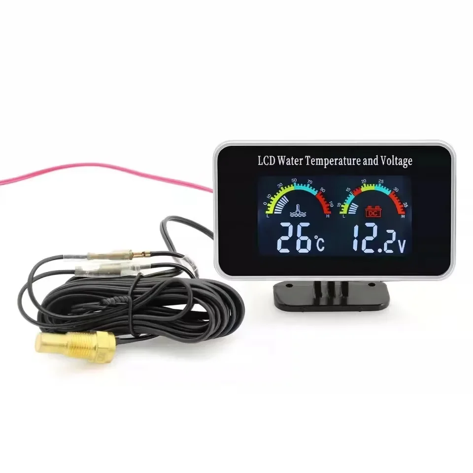 12V/24V 2-in-1 LCD-Anzeige für Auto und LKW: Wassertemperaturanzeige + Voltmeter mit 1/8 NPT Temperatursensor für Fahrzeuge – Detail 3