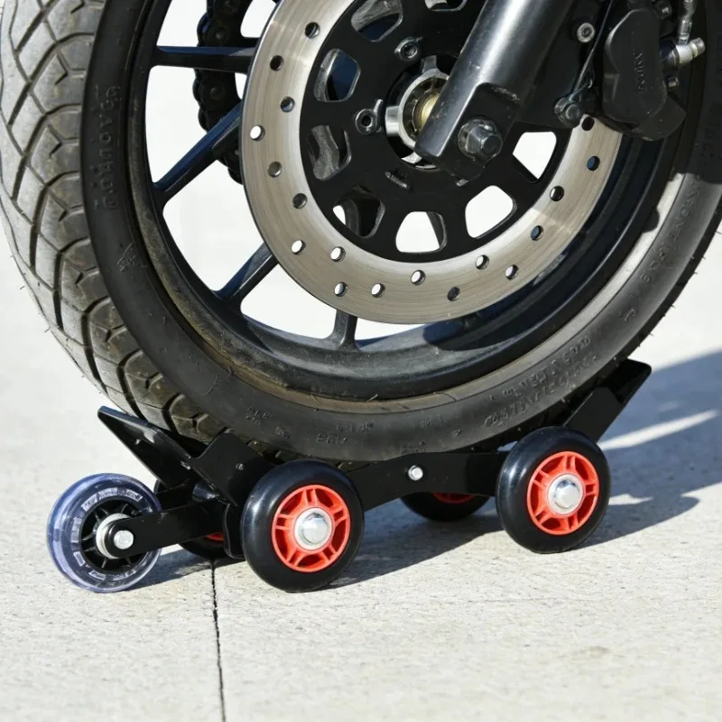 Portable Motorcycle Mover Flat Tire Pusher E-bike Emergency Booster Universal Scooter Tricycle Tire Dolly Moving Trailer Tool