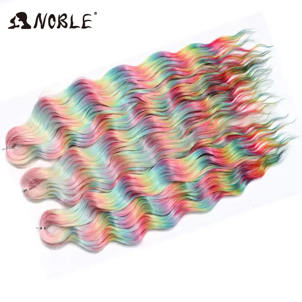 Edle 24 Zoll Synthetische Haarverlängerungen mit Wasserwellenmuster, Ombre-Regenbogenfarben, Tiefe Wellenlocken, Twist-Crochet-Haarverlängerung – Detail 33