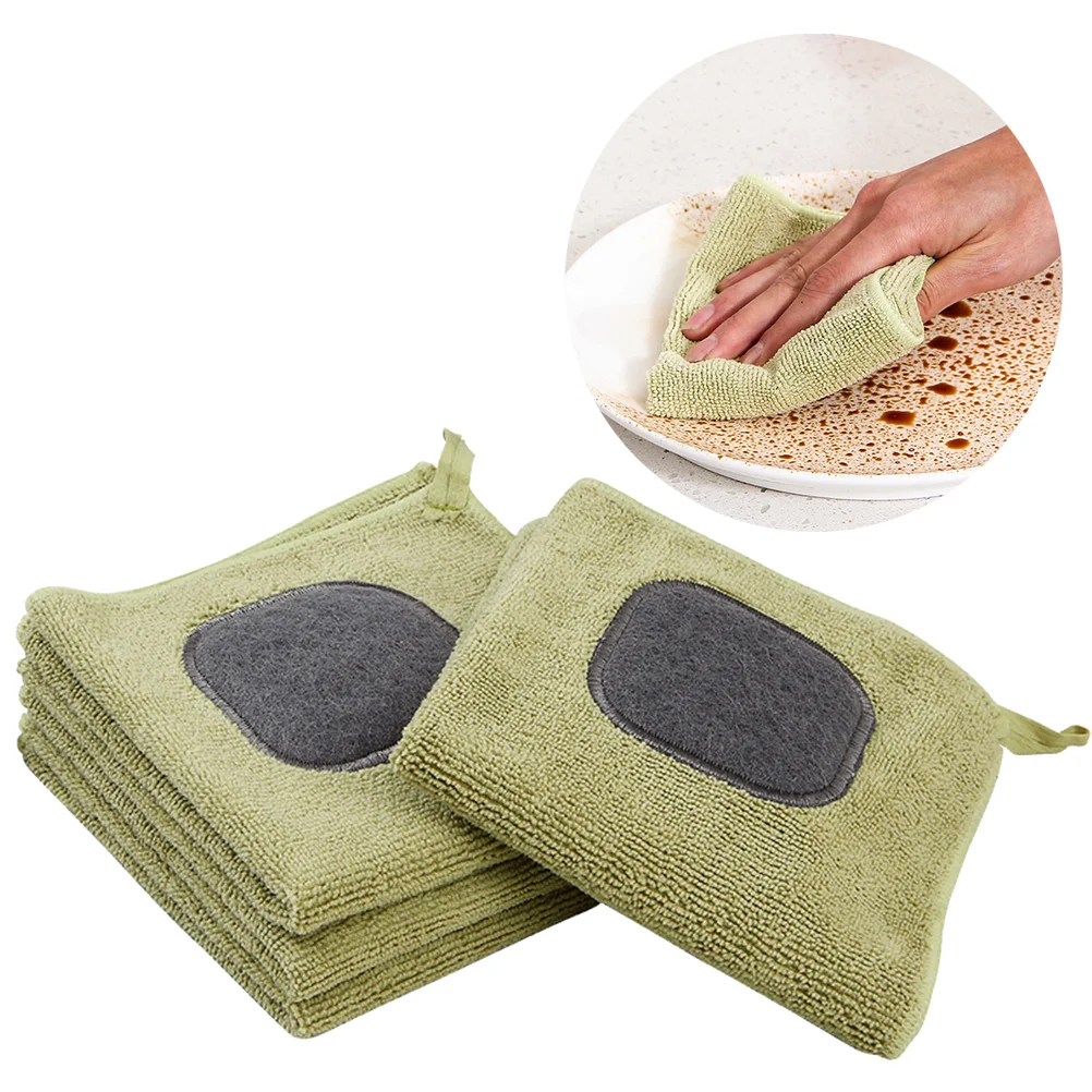 

4 Pcs Cleaning Rags Absorbent Dish Towels Kitchen Cloth Household Microfiber Green